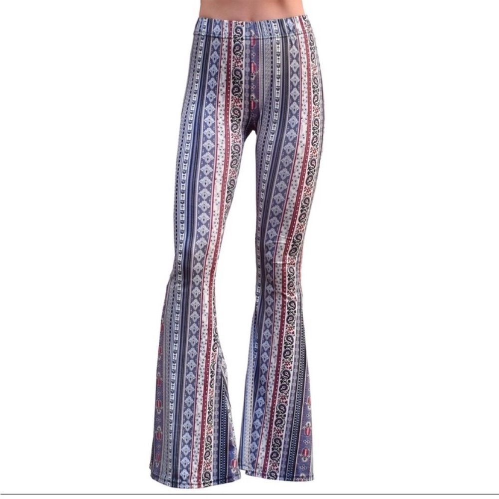 Boho Striped Print Flared Pants by Daisy Del Sol 🌼 NWOT - Picture 4 of 8